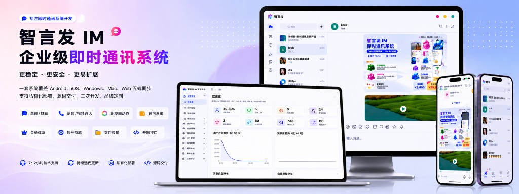 智言发 IM 企业级即时通讯系统 · 五端同步